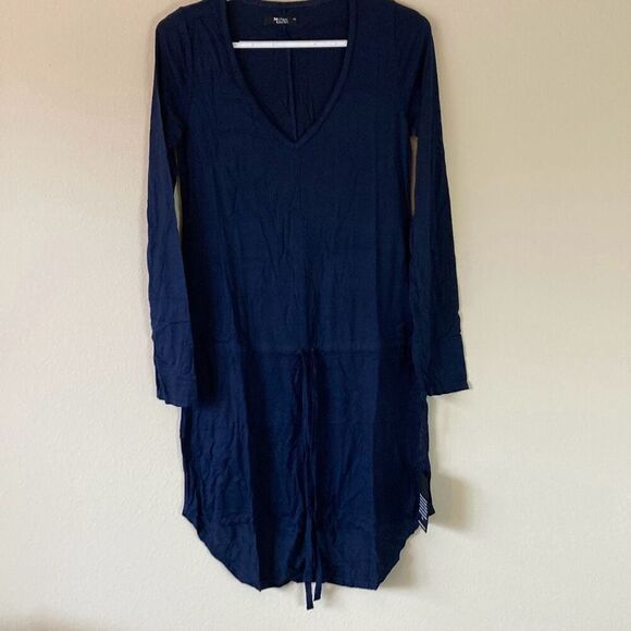 Michael Lauren ML-8079-RSN Noel L/S V Neck Dress w/Drawstring Size XS Navy (C20) - Picture 1 of 11